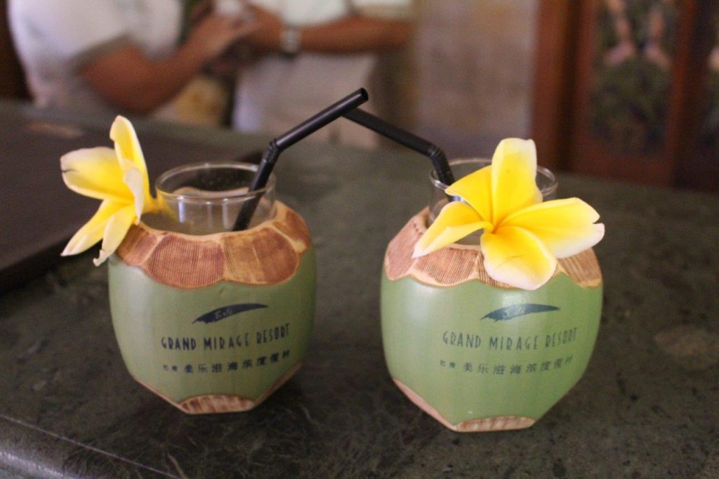 Welcome drinks of the Grand Mirage Resort & Thalasso Bali