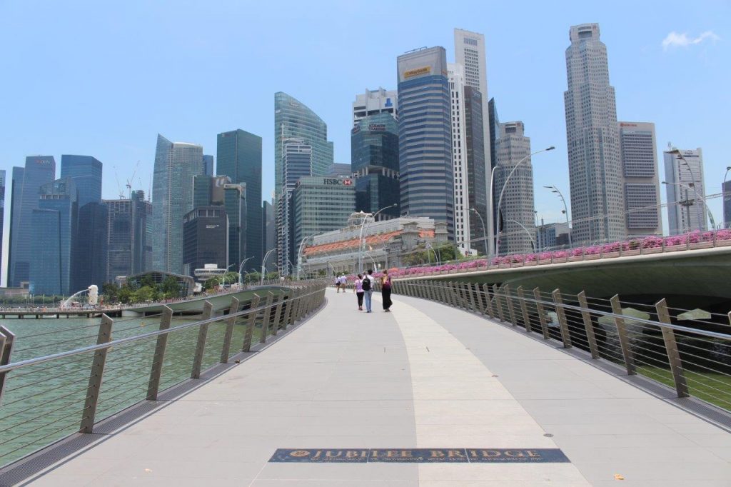 The fairly new Jubilee Bridge in Singapore's Marina Bay