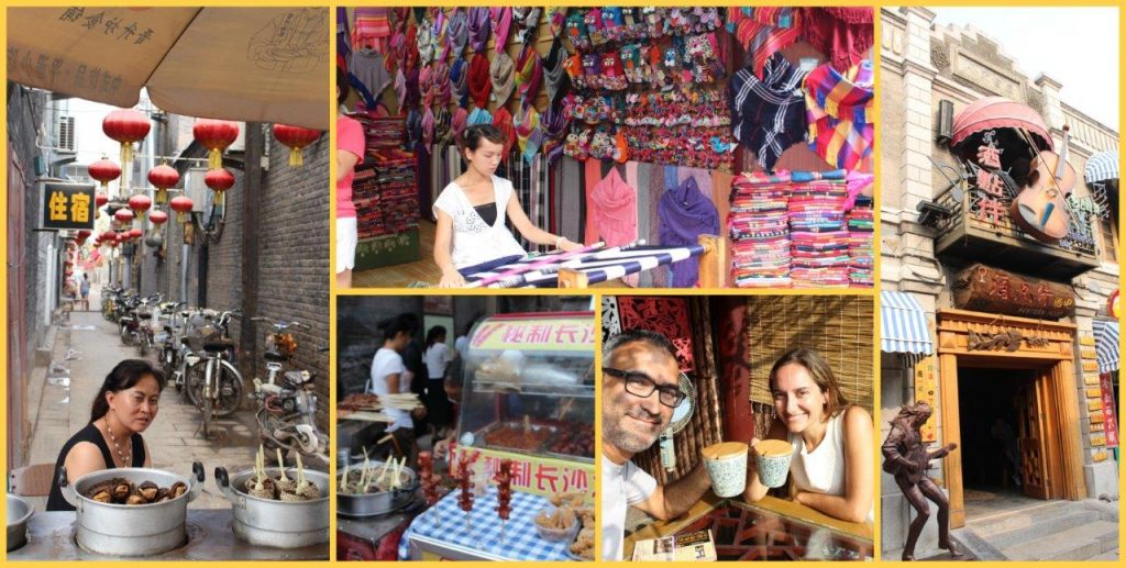 Enjoying the street market and the food during our visit to the Houses of Pingyao