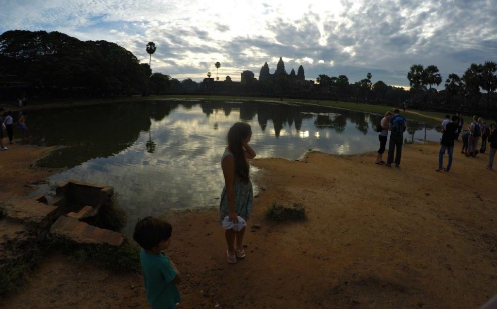 Even at very early hours there are lots of tourists ready to behold Angkor Wat, in Siem Reap, at sunrise