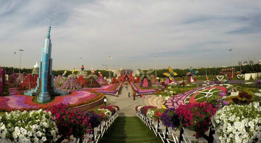 A panoramic view of the Miracle Garden in Dubai