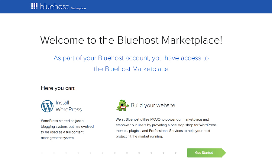 Bluehost - wordpress install