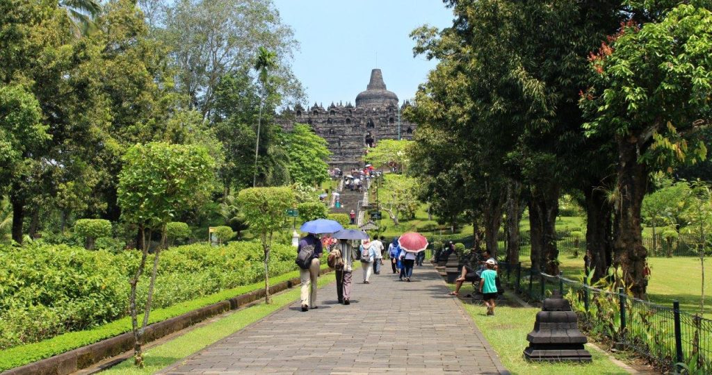 Our first view of Borobudur Temple