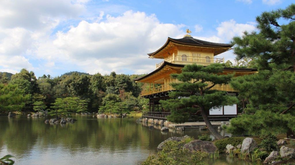 The beautiful golden Kinkaku-ji Temple, one of the many Kyoto temples we visited