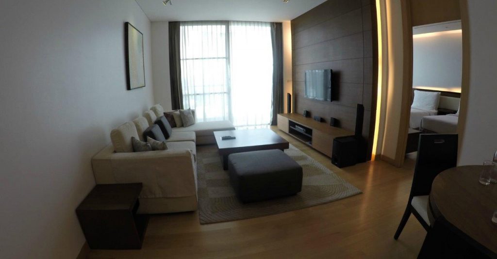 The living area at Shama Sukhumvit Bangkok Serviced Apartments was spacious and really made us feel at home