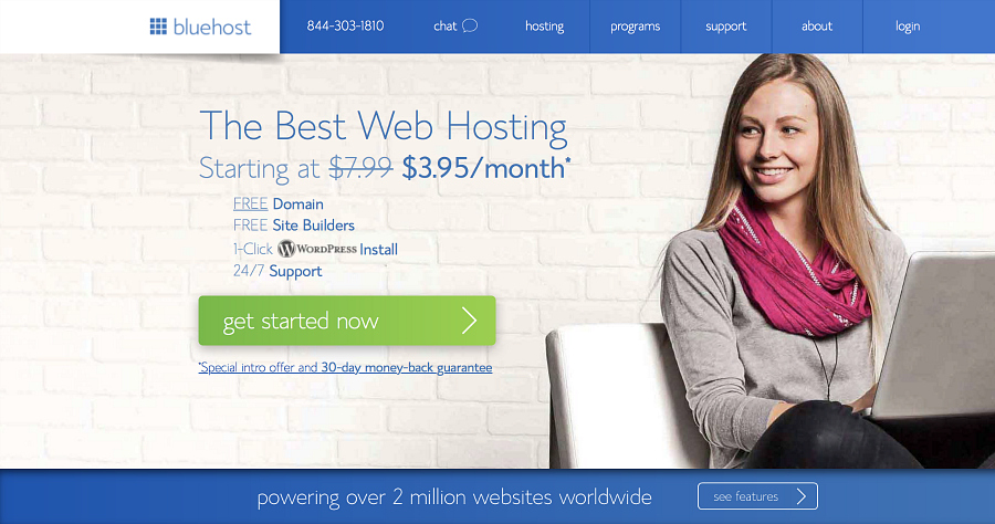 Bluehost home page